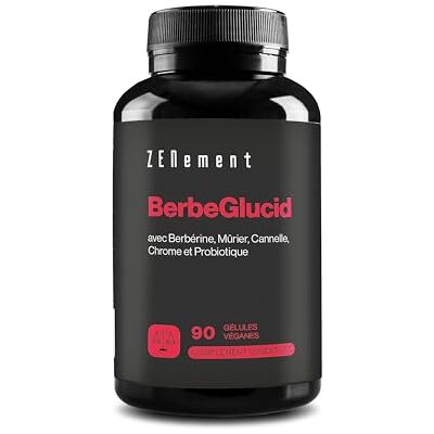 Zenement BerbeGlucid Berbérine, Mûrier, Cannelle & Chrome 90 Gélules Véganes avec L. rhamnosus Formule Exclusive, Sans Additifs, Sans Gluten Maintien Niveaux de Glucose 2 par Jour, 45 Jours Zenement BerbeGlucid Berbérine, Mûrier, Cannelle & Chrome 90 Gélules Véganes avec L. rhamnosus Formule Exclusive, Sans Additifs, Sans Gluten Maintien Niveaux de Glucose 2 par Jour, 45 Jours