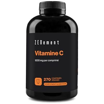 Zenement Vitamine C 1000 mg Haute Concentration 270 Comprimés Végans Antioxydant contribuant au système immunitaire normal Sans Stéarate de Magnésium 1/Jour, 9 Mois Zenement Vitamine C 1000 mg Haute Concentration 270 Comprimés Végans Antioxydant contribuant au système immunitaire normal Sans Stéarate de Magnésium 1/Jour, 9 Mois