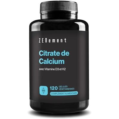 Zenement Citrate de Calcium avec Vitamine D3 et K2 Pour des Dents, des Os et des Muscles Normaux Formule Améliorée avec D3 et K2 Haute Absorption 120 Gélules Végétariennes Zenement Citrate de Calcium avec Vitamine D3 et K2 Pour des Dents, des Os et des Muscles Normaux Formule Améliorée avec D3 et K2 Haute Absorption 120 Gélules Végétariennes
