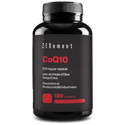 Zenement CoQ10 200 mg 100% Pure avec Huile d'Olive, Absorption Max 120 Capsules de Fermentation Naturelle Haute Biodisponibilité Sans Gluten, Lactose, Soja 1/Jour, 4 Mois Zenement CoQ10 200 mg 100% Pure avec Huile d'Olive, Absorption Max 120 Capsules de Fermentation Naturelle Haute Biodisponibilité Sans Gluten, Lactose, Soja 1/Jour, 4 Mois