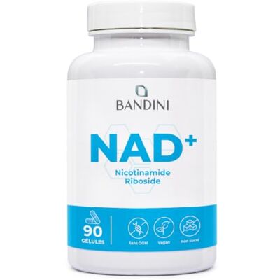 BANDINI ® NAD+ Nicotinamide Riboside Chloride 300 mg 3 mois de couverture Booster de NAD Énergie, Anti-Aging et contre la fatigue 90 gélules végétales Chlorure de nicotinamide 100% Vegan BANDINI ® NAD+ Nicotinamide Riboside Chloride 300 mg 3 mois de couverture Booster de NAD Énergie, Anti-Aging et contre la fatigue 90 gélules végétales Chlorure de nicotinamide 100% Vegan