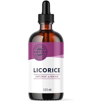 Vimergy Extrait de Racine de Réglisse, 57 Portions Complément à base de Réglisse Gouttes Végétalien Formulé sans Sucre ni Liant Sans OGM et sans Gluten (115 ml) Vimergy Extrait de Racine de Réglisse, 57 Portions Complément à base de Réglisse Gouttes Végétalien Formulé sans Sucre ni Liant Sans OGM et sans Gluten (115 ml)