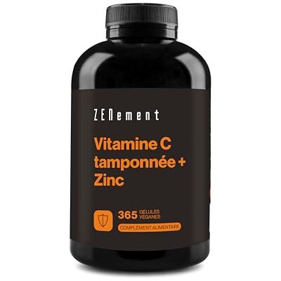 Zenement Vitamine C Tamponnée avec Bisglycinate de Zinc 1000 mg de Vitamine C + 10 mg de Zinc élémentaire par Dose Quotidienne (2 Gélules) PH Neutre, Douce pour l’Estomac Système Immunitaire Végan Zenement Vitamine C Tamponnée avec Bisglycinate de Zinc 1000 mg de Vitamine C + 10 mg de Zinc élémentaire par Dose Quotidienne (2 Gélules) PH Neutre, Douce pour l’Estomac Système Immunitaire Végan