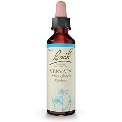 Bach Gouttes originales de fleurs de n° 31 Vervain : utiliser l'énergie de manière plus ciblée avec la fleur de Verveine, 20 ml Bach Gouttes originales de fleurs de n° 31 Vervain : utiliser l'énergie de manière plus ciblée avec la fleur de Verveine, 20 ml