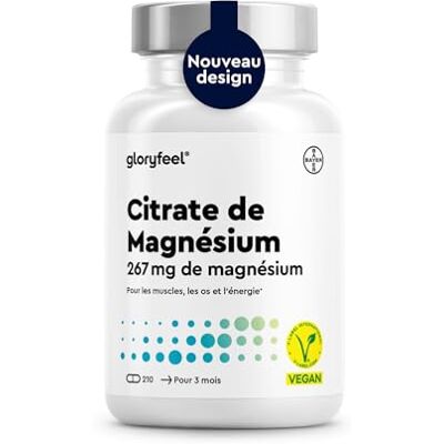 Gloryfeel Citrate de Magnésium 2500 mg, Magnésium Élémentaire Fortement Dosé, 210 Capsules, Soutient les Muscles, Os et Dents, Combat la Fatigue*, Hautement Biodisponible, Complément Alimentaire pour Spotifs Gloryfeel Citrate de Magnésium 2500 mg, Magnésium Élémentaire Fortement Dosé, 210 Capsules, Soutient les Muscles, Os et Dents, Combat la Fatigue*, Hautement Biodisponible, Complément Alimentaire pour Spotifs
