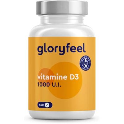 Gloryfeel Vitamine D3 400 Comprimés (13 mois) Hautement Dosée, Vitamin D3 pour le Système Immunitaire, Vitamin D 1000 UI (25 mcg) par Comprimé, Soutien les Os, les Dents, et les Muscles*, Sans Additifs Gloryfeel Vitamine D3 400 Comprimés (13 mois) Hautement Dosée, Vitamin D3 pour le Système Immunitaire, Vitamin D 1000 UI (25 mcg) par Comprimé, Soutien les Os, les Dents, et les Muscles*, Sans Additifs