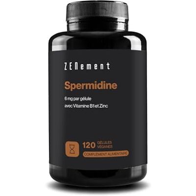 Zenement Spermidine 6 mg par gélule avec Vitamine B1 et Zinc Haute Dose 120 Gélules Extrait 100% Naturel de Germe de Blé 6 Mois d'approvisionnement Végan, Sans Additifs, Sans OGM Zenement Spermidine 6 mg par gélule avec Vitamine B1 et Zinc Haute Dose 120 Gélules Extrait 100% Naturel de Germe de Blé 6 Mois d'approvisionnement Végan, Sans Additifs, Sans OGM