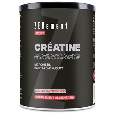 Zenement Créatine Monohydrate Poudre 500g créatine monohydrate pure de qualité micronisée haut dosage efficace, optimal pour l‘entraînement de force, 100% végétalien, réserve pour 146 jours Zenement Créatine Monohydrate Poudre 500g créatine monohydrate pure de qualité micronisée haut dosage efficace, optimal pour l‘entraînement de force, 100% végétalien, réserve pour 146 jours
