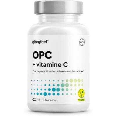 Gloryfeel OPC Extrait de Pépins de Raisin 1052mg, 360 Capsules Végétaliens, Comprend la Vitamine C, À Partir de Raisins Français, Antioxydant Puissant, Complément Alimentaire Naturel, Sans Arômes et Additifs Gloryfeel OPC Extrait de Pépins de Raisin 1052mg, 360 Capsules Végétaliens, Comprend la Vitamine C, À Partir de Raisins Français, Antioxydant Puissant, Complément Alimentaire Naturel, Sans Arômes et Additifs