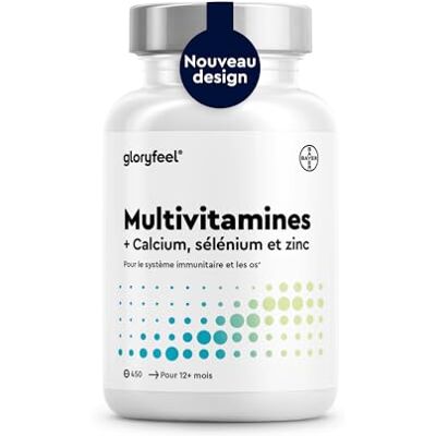 Gloryfeel Multivitamines et Minéraux – Format Économique 450 Comprimés à Partager – Avec Zinc, Sélénium, Calcium, Biotine, Vitamines A, B1, B2, B3, B6, C et D3 – Immunité, Fatigue, Muscles, Os et Peau Gloryfeel Multivitamines et Minéraux – Format Économique 450 Comprimés à Partager – Avec Zinc, Sélénium, Calcium, Biotine, Vitamines A, B1, B2, B3, B6, C et D3 – Immunité, Fatigue, Muscles, Os et Peau