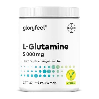 Gloryfeel L-GLUTAMINE en Poudre 600g, 5000 mg Hautement Dosé, 100% Pure Glutamine Bioactive, Acide Aminé Essentiel, Goût Neutre, Végane, Sans Additifs et Testé en Laboratoire, Qualité Premium de Gloryfeel L-GLUTAMINE en Poudre 600g, 5000 mg Hautement Dosé, 100% Pure Glutamine Bioactive, Acide Aminé Essentiel, Goût Neutre, Végane, Sans Additifs et Testé en Laboratoire, Qualité Premium de