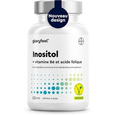 Gloryfeel Inositol Pure en Combinaison avec l'Acide Folique + Vitamine B6 Quatrefolic®, 200 Capsules, Hautement Dosée avec 2000 mg de Inositol par Jour, Contribue à la Croissance des Tissus Maternels* Gloryfeel Inositol Pure en Combinaison avec l'Acide Folique + Vitamine B6 Quatrefolic®, 200 Capsules, Hautement Dosée avec 2000 mg de Inositol par Jour, Contribue à la Croissance des Tissus Maternels*