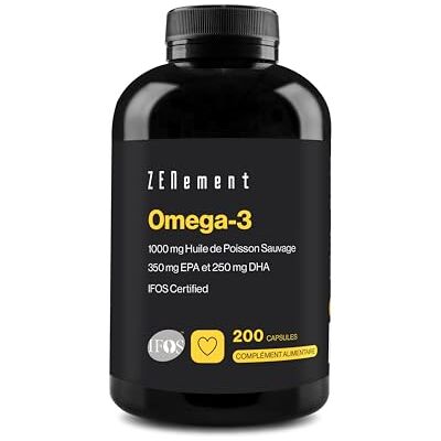 Zenement Omega 3 IFOS – 2000 mg (EPA 700 mg + DHA 500 mg) par dose quotidienne (2 capsules) – Maintient des niveaux normaux de triglycérides – Avec Vitamine E Naturelle antioxydante – Zenement Omega 3 IFOS – 2000 mg (EPA 700 mg + DHA 500 mg) par dose quotidienne (2 capsules) – Maintient des niveaux normaux de triglycérides – Avec Vitamine E Naturelle antioxydante –