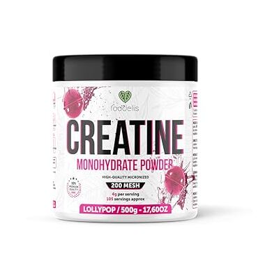 FOODELIS Creatine Monohydrate Micronisee en Poudre 500 g Lollipop 125 portions Haute solubilite Sans sucre ajoute Dosette incluse FOODELIS Creatine Monohydrate Micronisee en Poudre 500 g Lollipop 125 portions Haute solubilite Sans sucre ajoute Dosette incluse
