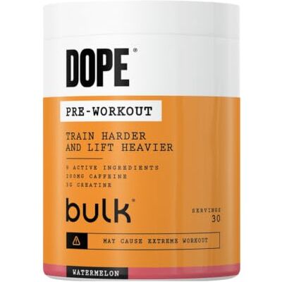 BULK POWDERS Bulk Poudre Pré-Workout Dope Pastèque 3g Creatine per Serving 200mg Caffeine Citrulline Malate & Arginine AKG Beta-Alanine Energy, Focus & Performance 510g Supplement BULK POWDERS Bulk Poudre Pré-Workout Dope Pastèque 3g Creatine per Serving 200mg Caffeine Citrulline Malate & Arginine AKG Beta-Alanine Energy, Focus & Performance 510g Supplement