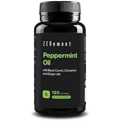 Zenement Huile Essentielle de Menthe Poivrée, Gingembre & Cumin Noir 120 Capsules avec Cannelle & Vitamine E 40% Menthol, 20% Menthone Formule Synergique 1 par Jour, 4 Mois Zenement Huile Essentielle de Menthe Poivrée, Gingembre & Cumin Noir 120 Capsules avec Cannelle & Vitamine E 40% Menthol, 20% Menthone Formule Synergique 1 par Jour, 4 Mois