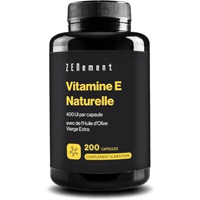 Zenement Vitamine E Naturelle 400 UI (D-Alpha-Tocophérol), 200 Capsules (plus de 6 mois de traitement), Avec de l'Huile d'Olive Vierge Extra Antioxydant Puissant et Anti-âge la Vitamine E protège les cellules du stress oxydatif avec Huile d'Olive 1 Zenement Vitamine E Naturelle 400 UI (D-Alpha-Tocophérol), 200 Capsules (plus de 6 mois de traitement), Avec de l'Huile d'Olive Vierge Extra Antioxydant Puissant et Anti-âge la Vitamine E protège les cellules du stress oxydatif avec Huile d'Olive 1