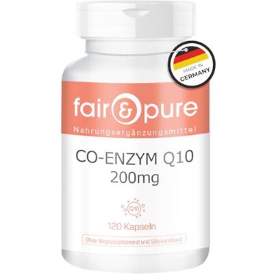 Pure Co-Enzyme Q10 Capsules 200mg, 120 pièces, complément alimentaire végétalien sans additifs, fabriqué en Allemagne Pure Co-Enzyme Q10 Capsules 200mg, 120 pièces, complément alimentaire végétalien sans additifs, fabriqué en Allemagne