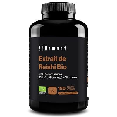Zenement Extrait de Reishi Biologique 12000 mg (20:1) 50% Polysaccharides, 20% Bêta-Glucanes, 2% Triterpènes (Ganoderma Lucidum) 180 Gélules Véganes (6 Mois) Sans Additifs, Sans OGM Zenement Extrait de Reishi Biologique 12000 mg (20:1) 50% Polysaccharides, 20% Bêta-Glucanes, 2% Triterpènes (Ganoderma Lucidum) 180 Gélules Véganes (6 Mois) Sans Additifs, Sans OGM