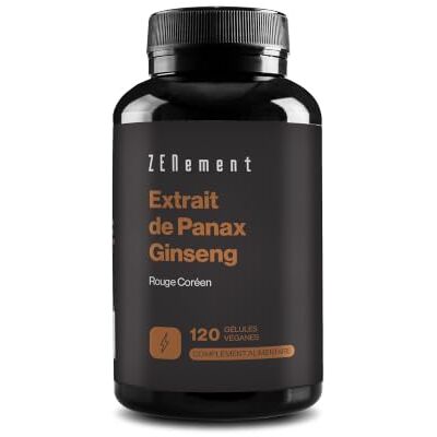Zenement Panax Ginseng Rouge Coréen 20% Ginsénosides 120 Gélules Extrait de Racine Équiv. 2375 mg Plante Entière Sans Additifs, Sans Gluten, Végan 1/Jour, 4 Mois Zenement Panax Ginseng Rouge Coréen 20% Ginsénosides 120 Gélules Extrait de Racine Équiv. 2375 mg Plante Entière Sans Additifs, Sans Gluten, Végan 1/Jour, 4 Mois