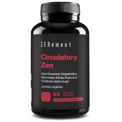 Zenement Circulatory Zen Jambes Fatiguées Diosmine & Hespéridine 90 Gélules avec Marronnier d'Inde, Petit Houx, Centella & Vigne Rouge Formule 10 Actifs, Végétarien 2 par Jour, 45 Jours Zenement Circulatory Zen Jambes Fatiguées Diosmine & Hespéridine 90 Gélules avec Marronnier d'Inde, Petit Houx, Centella & Vigne Rouge Formule 10 Actifs, Végétarien 2 par Jour, 45 Jours