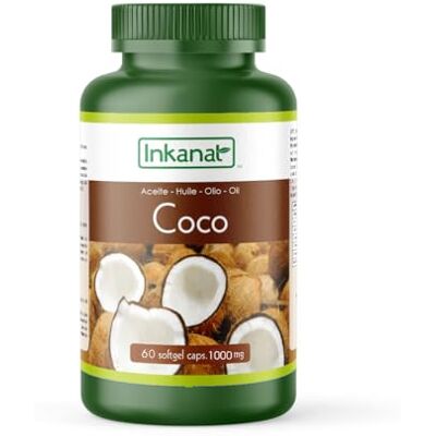 INKANAT Huile de Coco en capsules 60x1000 MG 60 Gélules Molles – Riche en Acides Gras MCT – Soutien Énergétique et Métabolique Naturel – Convient aux Régimes Keto et Paléo INKANAT Huile de Coco en capsules 60x1000 MG 60 Gélules Molles – Riche en Acides Gras MCT – Soutien Énergétique et Métabolique Naturel – Convient aux Régimes Keto et Paléo