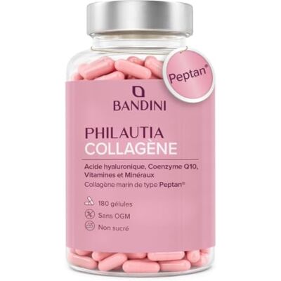 BANDINI ® Collagène Marin Peptan® + Acide Hyaluronique 180 Gélules, Anti Age Pour Peau, Articulations et Cheveux Vitamine C, Biotine, Zinc, Coenzyme Q10 et Sélénium, 1000mg Collagene Type I Hydrolysé BANDINI ® Collagène Marin Peptan® + Acide Hyaluronique 180 Gélules, Anti Age Pour Peau, Articulations et Cheveux Vitamine C, Biotine, Zinc, Coenzyme Q10 et Sélénium, 1000mg Collagene Type I Hydrolysé
