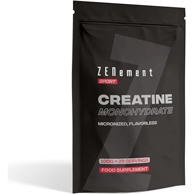 Zenement Monohydrate de Créatine Micronisée Sans Goût, 100% Pur 100g Poudre Sport La créatine améliore les performances physiques Sans additifs Végétalien 3,4 g/jour, 29 portions Zenement Monohydrate de Créatine Micronisée Sans Goût, 100% Pur 100g Poudre Sport La créatine améliore les performances physiques Sans additifs Végétalien 3,4 g/jour, 29 portions