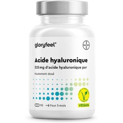 Gloryfeel Acide Hyaluronique Gelules, Pour la Peau, Cheveux & Articulations, Anti-Age et Anti Rides, 525mg par Dose, Hydrate en Profondeur, Pour 3 Mois, Complément Alimentaire, Sans Additifs, 100% Végane Gloryfeel Acide Hyaluronique Gelules, Pour la Peau, Cheveux & Articulations, Anti-Age et Anti Rides, 525mg par Dose, Hydrate en Profondeur, Pour 3 Mois, Complément Alimentaire, Sans Additifs, 100% Végane
