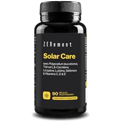 Zenement Solar Care Polypodium leucotomos, Thé Vert & Bêta-Carotène 90 Gélules avec Lutéine, Lycopène, Sélénium & Vitamines Prépare la peau au bronzage Végétarien 1/Jour, 3 Mois Zenement Solar Care Polypodium leucotomos, Thé Vert & Bêta-Carotène 90 Gélules avec Lutéine, Lycopène, Sélénium & Vitamines Prépare la peau au bronzage Végétarien 1/Jour, 3 Mois