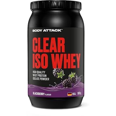 Body Attack Clear Iso Whey – Blackberry – 900 g – Fabriqué en Allemagne – Isolat rafraîchissant et transparent de protéines de lactosérum – 24 g de protéines et 11 400 mg d'EAA par Iso Whey Shake Body Attack Clear Iso Whey – Blackberry – 900 g – Fabriqué en Allemagne – Isolat rafraîchissant et transparent de protéines de lactosérum – 24 g de protéines et 11 400 mg d'EAA par Iso Whey Shake