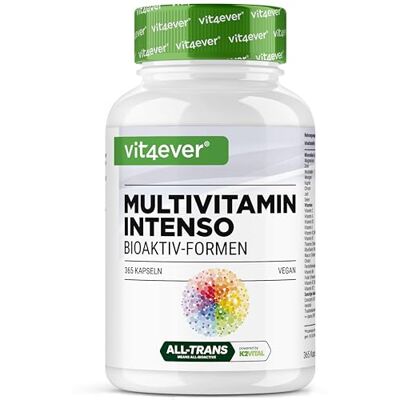 Vit4ever Multivitamines A-Z 365 gélules hautement dosées avec 26 formes bioactives & matières premières de marque Vitamines + Minéraux Complexe All In One Vegan Vit4ever Multivitamines A-Z 365 gélules hautement dosées avec 26 formes bioactives & matières premières de marque Vitamines + Minéraux Complexe All In One Vegan