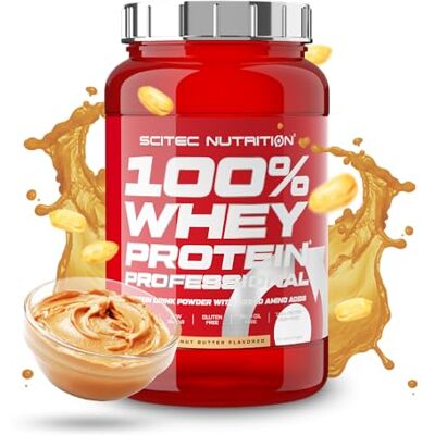 Scitec Nutrition 100% Whey Protein Professional Complexe de whey Concentré et isolat de lactosérum avec enzymes digestives protéines pour les muscles 920 g, Beurre de cacahuète Scitec Nutrition 100% Whey Protein Professional Complexe de whey Concentré et isolat de lactosérum avec enzymes digestives protéines pour les muscles 920 g, Beurre de cacahuète