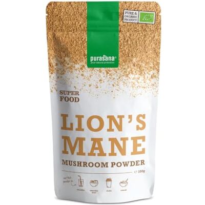 Purasana Lion's Mane Poudre bio 100 g – 100 % pure crinière de lion champignon – riche en protéines et en fibres – Faible teneur en sucre – Idéal pour l'alimentation végétale et l'approvisionnement en Purasana Lion's Mane Poudre bio 100 g – 100 % pure crinière de lion champignon – riche en protéines et en fibres – Faible teneur en sucre – Idéal pour l'alimentation végétale et l'approvisionnement en