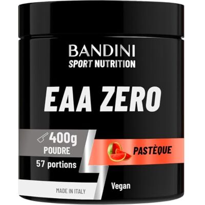 BANDINI ® EAA ZERO Poudre Acides Aminés Essentiels 400g Powder Supplément Végétalien Sans Sucre Apport Optimal de 9 Aminoacids Puissant Pre Workout Boisson Vegan, Saveur melon d'eau BANDINI ® EAA ZERO Poudre Acides Aminés Essentiels 400g Powder Supplément Végétalien Sans Sucre Apport Optimal de 9 Aminoacids Puissant Pre Workout Boisson Vegan, Saveur melon d'eau