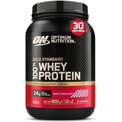Optimum Nutrition Gold Standard 100% Whey Protéine en Poudre, 900 g White Chocolate Raspberry, 30 Portions, 24g de Protéines,BCAA,Soutient la Croissance et la Récupération Musculaires Optimum Nutrition Gold Standard 100% Whey Protéine en Poudre, 900 g White Chocolate Raspberry, 30 Portions, 24g de Protéines,BCAA,Soutient la Croissance et la Récupération Musculaires