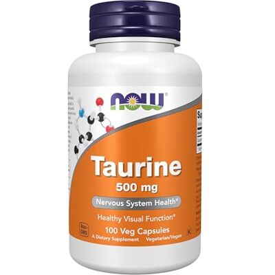 NOW Foods, Taurine, 500 mg, 100 gélules végétaliennes, testées en laboratoire, acides aminés, sans gluten, sans soja, végétarien NOW Foods, Taurine, 500 mg, 100 gélules végétaliennes, testées en laboratoire, acides aminés, sans gluten, sans soja, végétarien