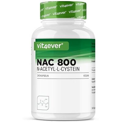 Vit4ever NAC N-acétyl L-cystéine 240 gélules de 800 mg chacune 8 mois d'approvisionnement Forme naturelle Vegan Hautement dosé Pour 8 mois Forme naturelle Vegan Haut dose Qualité premium Vit4ever NAC N-acétyl L-cystéine 240 gélules de 800 mg chacune 8 mois d'approvisionnement Forme naturelle Vegan Hautement dosé Pour 8 mois Forme naturelle Vegan Haut dose Qualité premium