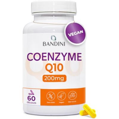 BANDINI ® Coenzyme Q10 200 mg 60 Gélules (2 Mois) – CoQ10 Fortement Dosé Co Q 10 Ubiquinone à Haute Biodisponibilité – Puissant Antioxydant Naturel CoQ10 Complément Alimentaire en Capsules BANDINI ® Coenzyme Q10 200 mg 60 Gélules (2 Mois) – CoQ10 Fortement Dosé Co Q 10 Ubiquinone à Haute Biodisponibilité – Puissant Antioxydant Naturel CoQ10 Complément Alimentaire en Capsules