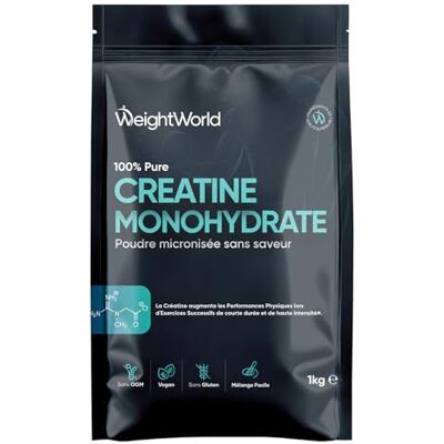 WeightWorld Creatine Monohydrate Poudre Pure 1kg, Créatine Micronisée sans Goût 200Mesh WeightWorld Creatine Monohydrate Poudre Pure 1kg, Créatine Micronisée sans Goût 200Mesh