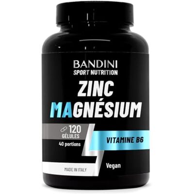 BANDINI ® Zinc Magnesium ULTRA Complexe Zinc + Magnésium + Vitamine B6 Complément alimentaire avec Dosage Optimal Facilite la prise de Masse et la Récupération Musculaire 120 gélules BANDINI ® Zinc Magnesium ULTRA Complexe Zinc + Magnésium + Vitamine B6 Complément alimentaire avec Dosage Optimal Facilite la prise de Masse et la Récupération Musculaire 120 gélules