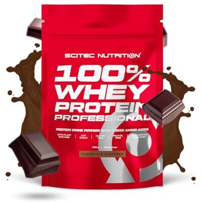 Scitec Nutrition 100% Whey Protein Professional Complexe de whey Concentré et isolat de lactosérum avec enzymes digestives protéines pour les muscles 500 g, Chocolat Scitec Nutrition 100% Whey Protein Professional Complexe de whey Concentré et isolat de lactosérum avec enzymes digestives protéines pour les muscles 500 g, Chocolat