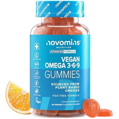 Novomins Vegan Omega 3-6-9 Gummies, Perillaolie, Sinaasappel, 60 Stuks, Met zorgvuldig geselecteerde vitaminen, mineralen en botanicals, handige gummies ter ondersteuning van dagelijks welzijn Novomins Vegan Omega 3-6-9 Gummies, Perillaolie, Sinaasappel, 60 Stuks, Met zorgvuldig geselecteerde vitaminen, mineralen en botanicals, handige gummies ter ondersteuning van dagelijks welzijn