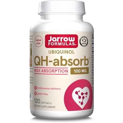 Jarrow Formulas , Ubiquinol QH-Absorb (Coenzyme Q10 actif), 100mg, haute puissance, 120 gélules, testées en laboratoire, sans gluten, sans soja, sans OGM Jarrow Formulas , Ubiquinol QH-Absorb (Coenzyme Q10 actif), 100mg, haute puissance, 120 gélules, testées en laboratoire, sans gluten, sans soja, sans OGM