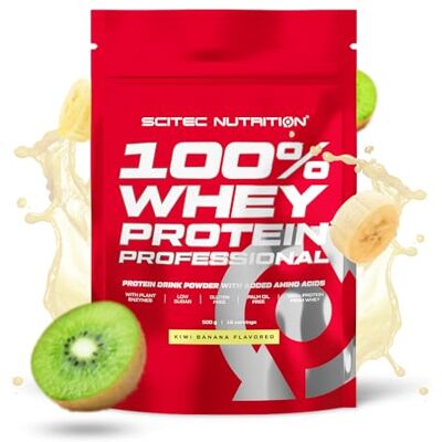 Scitec Nutrition 100% Whey Protein Professional Complexe de whey Concentré et isolat de lactosérum avec enzymes digestives protéines pour les muscles 500 g, Kiwi-Banane Scitec Nutrition 100% Whey Protein Professional Complexe de whey Concentré et isolat de lactosérum avec enzymes digestives protéines pour les muscles 500 g, Kiwi-Banane