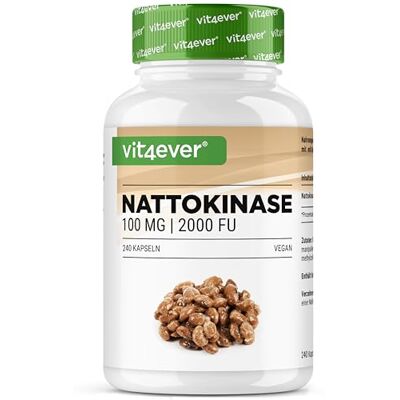 Vit4ever Nattokinase 240 Gélules de 100 mg (20 000 FU/g) Réserve de 8 Mois Hautement Dosée Vegan Sans OGM Sans Additifs Indésirables Vit4ever Nattokinase 240 Gélules de 100 mg (20 000 FU/g) Réserve de 8 Mois Hautement Dosée Vegan Sans OGM Sans Additifs Indésirables