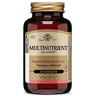 Solgar MULTINUTRIENT Multivitamines et minéraux avec minéraux chélatés, convient également aux végétaliens, 30 comprimés Solgar MULTINUTRIENT Multivitamines et minéraux avec minéraux chélatés, convient également aux végétaliens, 30 comprimés