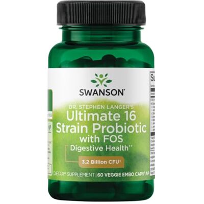 Swanson Dr.Stephen Langer's Ultimate 16 souches probiotiques en complexe avec prébiotiques FOS (aide digestive), 60 gélules de légumes Swanson Dr.Stephen Langer's Ultimate 16 souches probiotiques en complexe avec prébiotiques FOS (aide digestive), 60 gélules de légumes