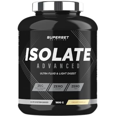 SUPERSET NUTRITION Zero Isolate Advanced (1,8kg) Whey Isolate en poudre Zero sucre, zero graisse Haute teneur en protéines, ultra-filtrée, enrichie en L-Glutamine Vanille SUPERSET NUTRITION Zero Isolate Advanced (1,8kg) Whey Isolate en poudre Zero sucre, zero graisse Haute teneur en protéines, ultra-filtrée, enrichie en L-Glutamine Vanille
