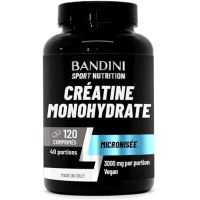 BANDINI ® Creatine Monohydrate 120 Comprimés (40 jours) 3000mg Vegan Augmente la performance physique et la force musculaire Puissant booster musculaire Créatine micronisée 100% pure & vegan BANDINI ® Creatine Monohydrate 120 Comprimés (40 jours) 3000mg Vegan Augmente la performance physique et la force musculaire Puissant booster musculaire Créatine micronisée 100% pure & vegan